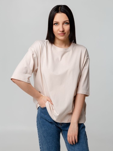 Футболка унисекс оверсайз Street Vibes, бежевая фото 7