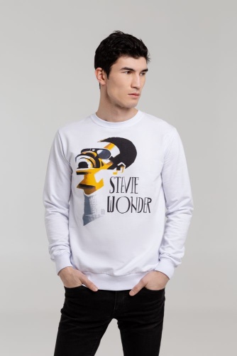 Толстовка «Меламед. Stevie Wonder», белая Толстовка «Меламед. Stevie Wonder», белая