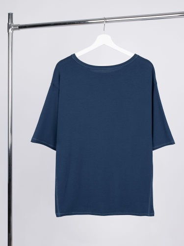 Футболка оверсайз унисекс Vozduh, темно-синяя фото 2