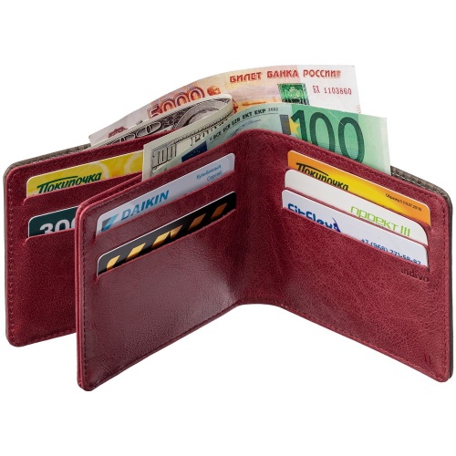 Портмоне inCase, серое с бордовым фото 3 Портмоне inCase, серое с бордовым фото 3