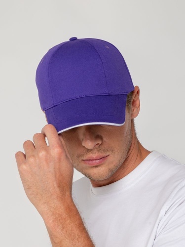 Бейсболка Canopy, фиолетовая с белым кантом фото 7 Бейсболка Canopy, фиолетовая с белым кантом фото 7