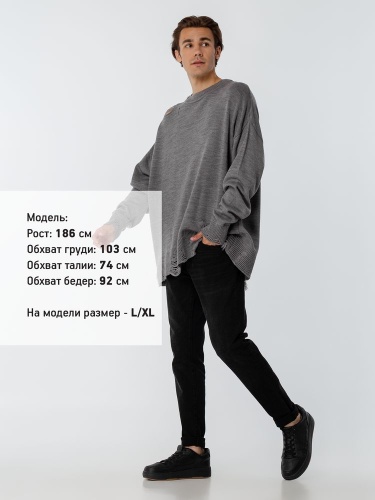 Джемпер оверсайз унисекс Grunge, серый фото 4 Джемпер оверсайз унисекс Grunge, серый фото 4