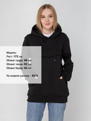 Худи унисекс с карманом на груди Chest Pocket, черное фото 7 Худи унисекс с карманом на груди Chest Pocket, черное фото 7