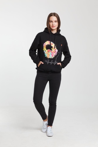 Толстовка Feel The Beat, черная фото 6