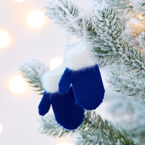 Подвеска на елку «Вьюжка», варежки, синяя фото 2 Подвеска на елку «Вьюжка», варежки, синяя фото 2