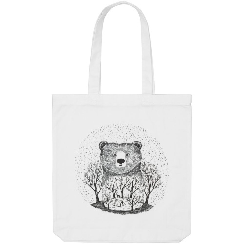 Холщовая сумка Bear, молочно-белая фото 3