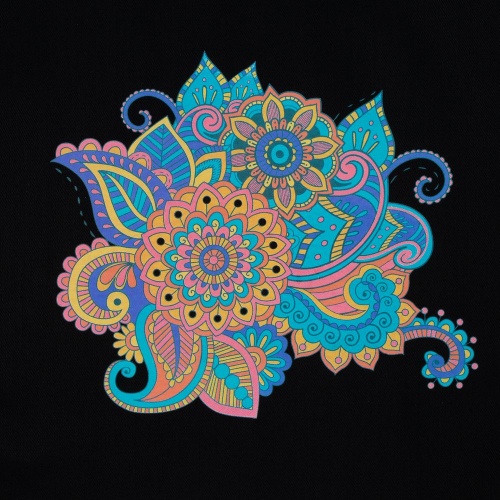 Холщовая сумка «Узор», черная с ярко-синими ручками фото 4