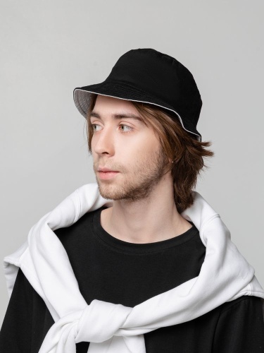 Панама Summer двусторонняя, черная с серым фото 6 Панама Summer двусторонняя, черная с серым фото 6