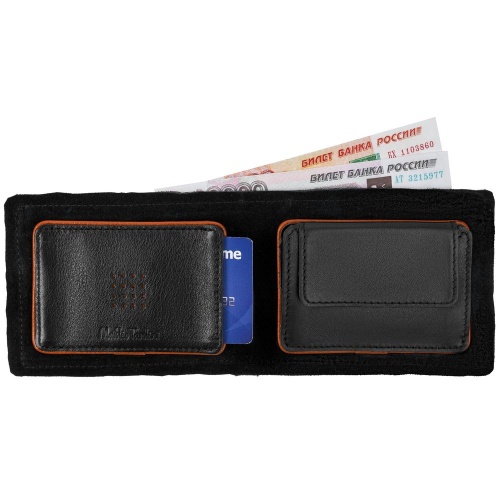 Кошелек Partinico, черный с оранжевым фото 6 Кошелек Partinico, черный с оранжевым фото 6