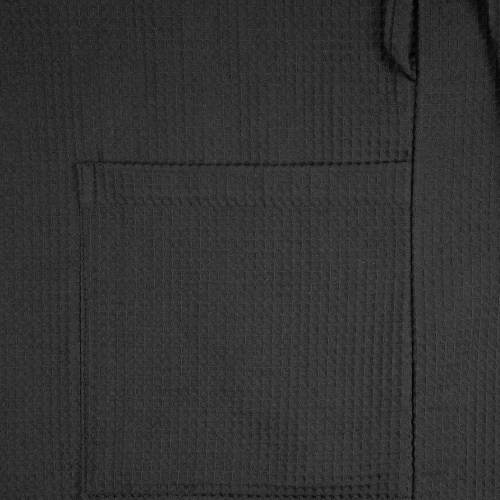 Халат вафельный Kimono, черный фото 3