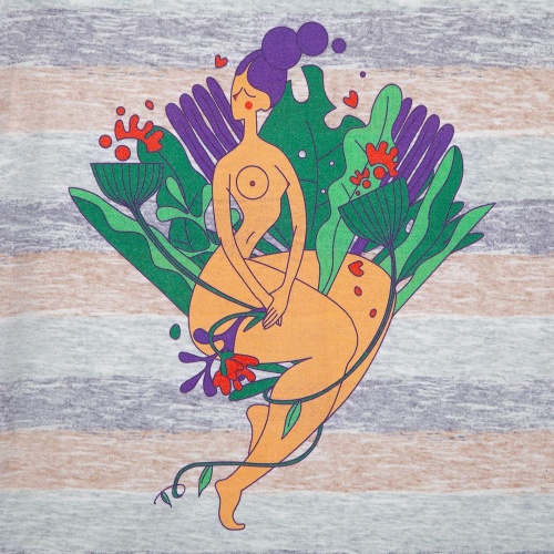 Футболка женская «Амазонка» двусторонняя, оранжевая с фиолетовым фото 6