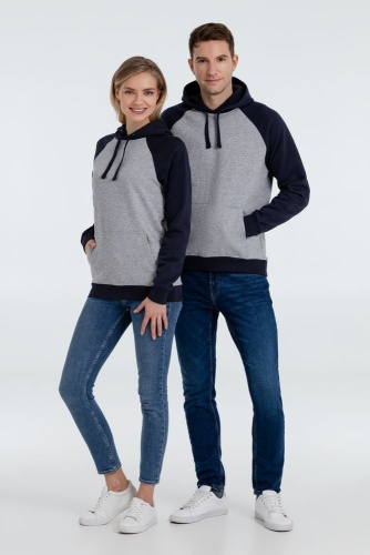 Толстовка унисекс Seattle, серый меланж c темно-синим фото 9 Толстовка унисекс Seattle, серый меланж c темно-синим фото 9