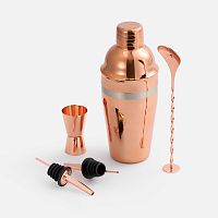 Набор для приготовления коктейлей Pourpour, медный с серебристой линией