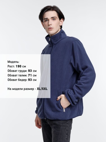 Куртка флисовая унисекс Nesse, темно-синяя фото 3