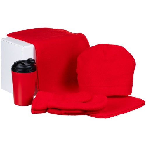 Набор Fleecy с термостаканом, красный Набор Fleecy с термостаканом, красный
