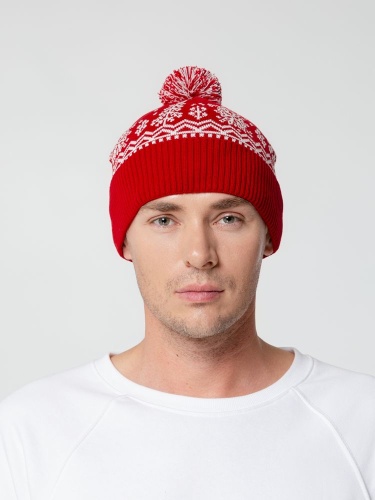 Шапка Elnik, красная с молочно-белым фото 5 Шапка Elnik, красная с молочно-белым фото 5
