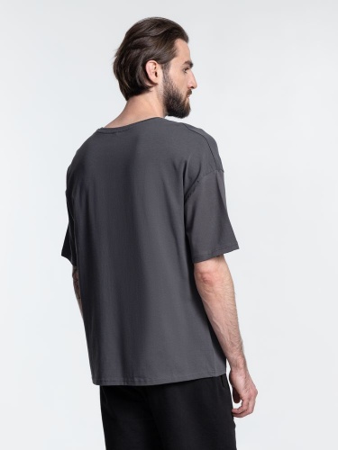 Футболка унисекс оверсайз Crosstown, темно-серая фото 4