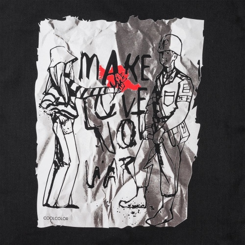 Холщовая сумка Make Love, черная с красными ручками фото 6