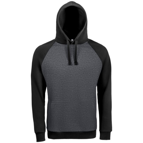 Толстовка унисекс Seattle, темный меланж с черным Толстовка унисекс Seattle, темный меланж с черным