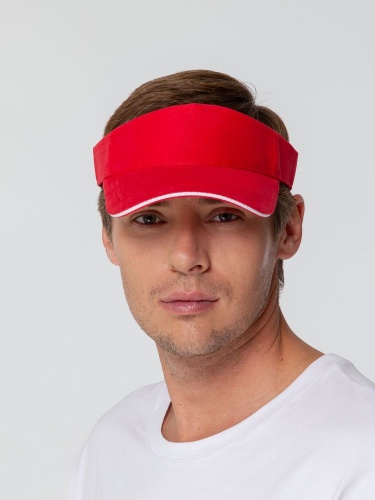 Козырек Active, красный с белым кантом фото 6 Козырек Active, красный с белым кантом фото 6