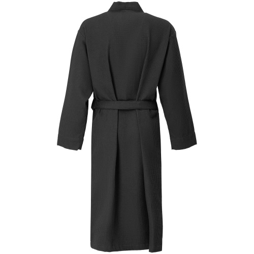 Халат вафельный Kimono, черный фото 2