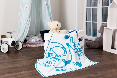 Детский плед Tender. Cats, белый с бирюзовым фото 3 Детский плед Tender. Cats, белый с бирюзовым фото 3