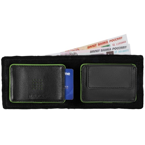 Кошелек Partinico, черный с зеленым фото 6 Кошелек Partinico, черный с зеленым фото 6