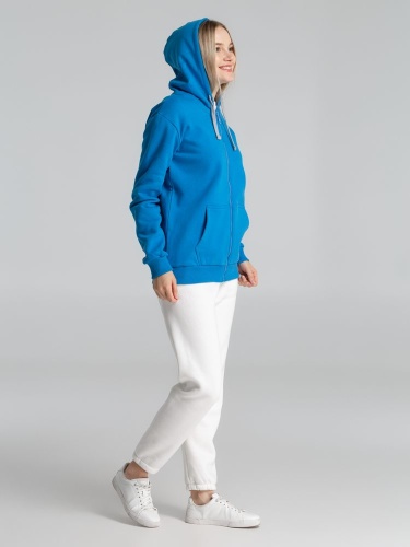 Толстовка с капюшоном на молнии Unit Siverga Heavy, бирюзовая фото 10