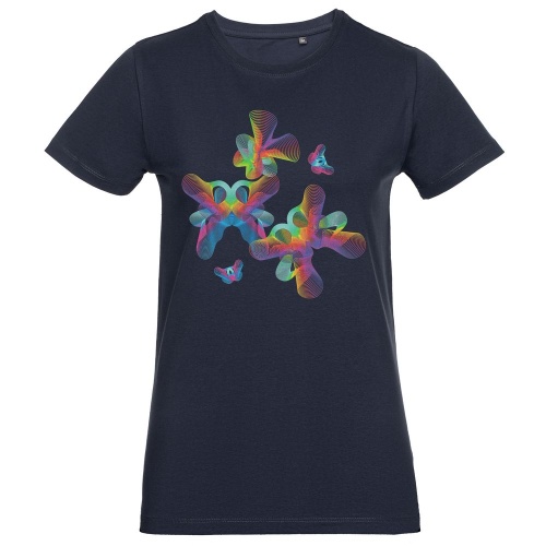 Футболка женская Butterflies, темно-синяя Футболка женская Butterflies, темно-синяя