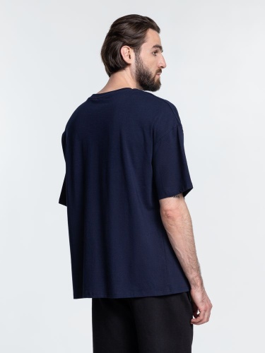 Футболка унисекс оверсайз Crosstown, темно-синяя фото 4