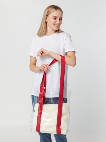 Шоппер Clear Fest, прозрачный с красными ручками фото 7