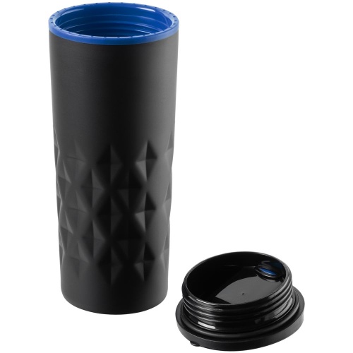 Термостакан Relief, черный с синим фото 3 Термостакан Relief, черный с синим фото 3