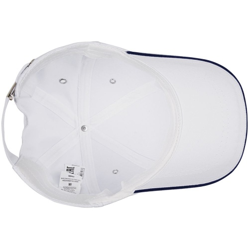 Бейсболка Canopy, белая с темно-синим кантом фото 4 Бейсболка Canopy, белая с темно-синим кантом фото 4