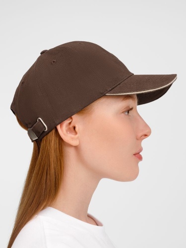 Бейсболка Buffalo, коричневая с бежевым фото 4 Бейсболка Buffalo, коричневая с бежевым фото 4