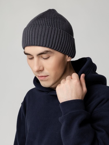 Шапка Hinge, темно-серая (графит) фото 6 Шапка Hinge, темно-серая (графит) фото 6