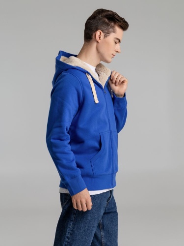 Толстовка унисекс на молнии Sherpa 280, ярко-синяя фото 7