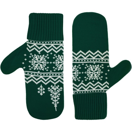 Варежки Elnik, зеленые с молочно-белым фото 3