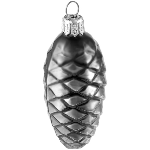 Елочная игрушка «Шишка», серая (графит) фото 3 Елочная игрушка «Шишка», серая (графит) фото 3