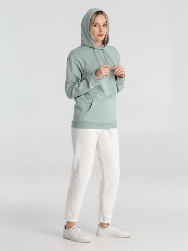Толстовка с капюшоном унисекс Hoodie, серо-зеленая фото 8