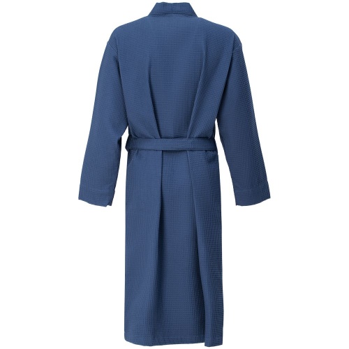 Халат вафельный Kimono, темно-синий фото 2