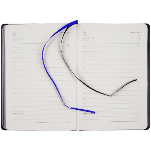 Ежедневник Alanis, недатированный, черный с синим фото 4 Ежедневник Alanis, недатированный, черный с синим фото 4