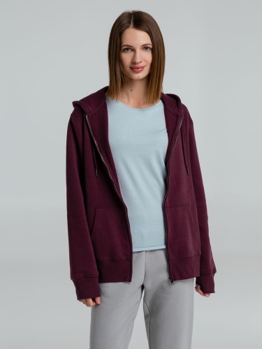 Толстовка на молнии с капюшоном унисекс King, бордовая фото 5