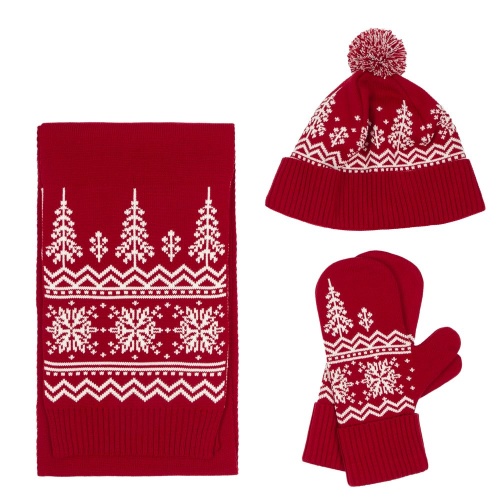 Варежки Elnik, красные с молочно-белым фото 2 Варежки Elnik, красные с молочно-белым фото 2