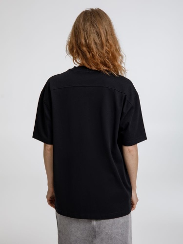 Футболка оверсайз унисекс Sideline, черная фото 5 Футболка оверсайз унисекс Sideline, черная фото 5