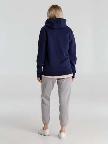 Толстовка с капюшоном унисекс King, темно-синяя фото 9