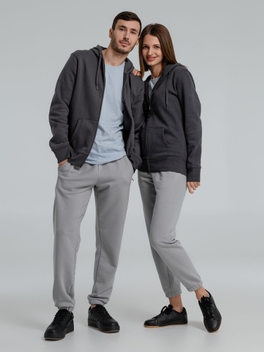 Толстовка на молнии с капюшоном унисекс King, темно-серая фото 13