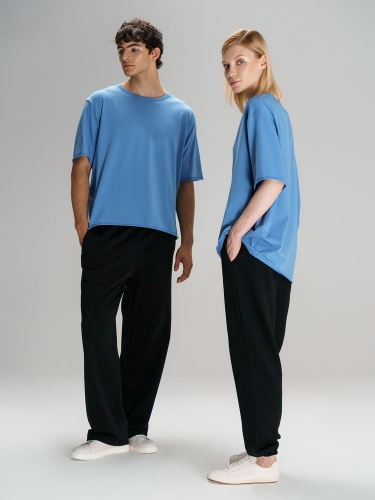 Футболка оверсайз унисекс Vozduh, синяя фото 4