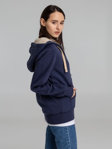 Толстовка унисекс на молнии Sherpa 280, темно-синяя фото 9