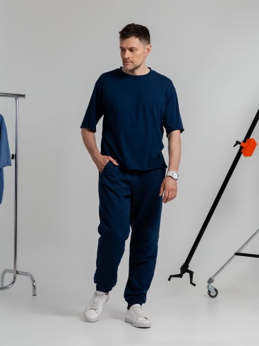 Футболка оверсайз Vozduh 2.0, темно-синяя фото 7