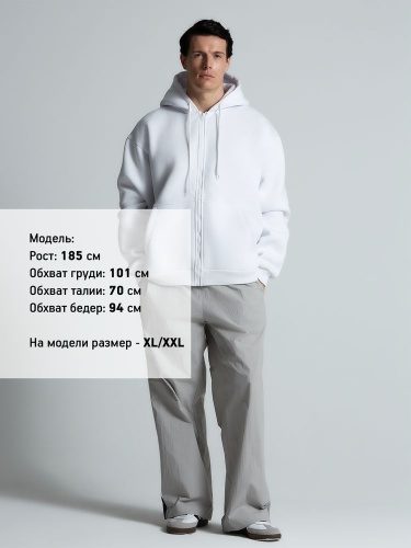 Толстовка унисекс оверсайз Zippy, белая фото 4